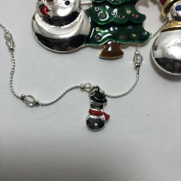 Snowman Christmas Tree Silvertone Anklet - Picture 4 of 8